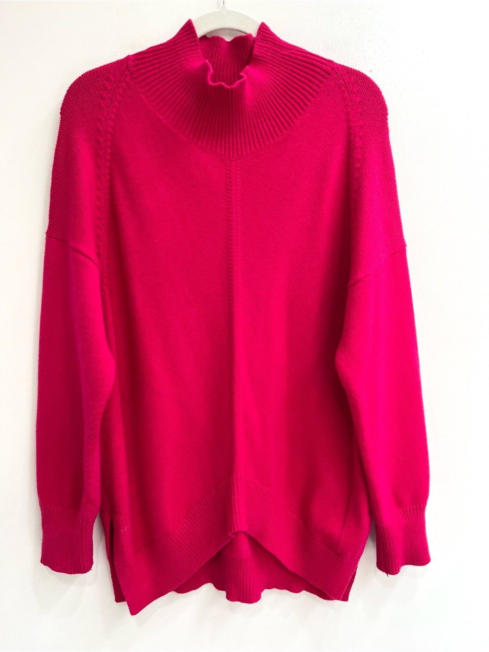Anthropologie Maeve Crystal Tunic Sweater Magenta Pink Oversized Size Large